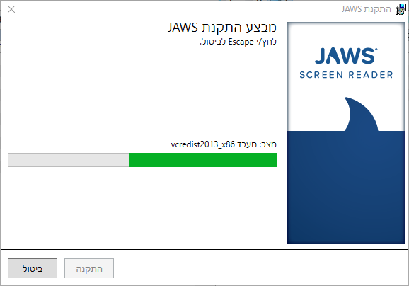 חלונית תהליך התקנה